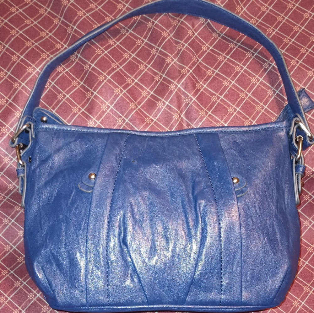 Blue Leather Shoulder Bag By Nine West